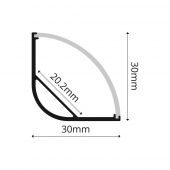 2M Surface Mount Angled 30 x 30mm Profile, Diffuse Cover & Fixing Kit