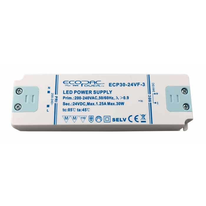 Ecopac Constant Voltage LED Driver ECP30-24VF-3 30W 24V