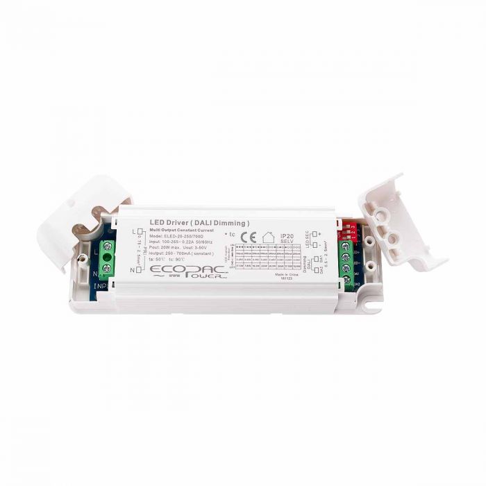 Ecopac ELED-20-250/700D Selectable Constant Current Dali Dimmable LED Driver 20W 250-700mA
