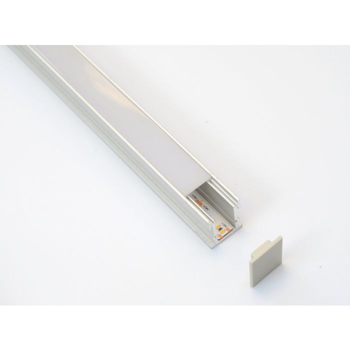 LED Profile 2M In Ground Aluminium Extrusion & Diffuse Cover