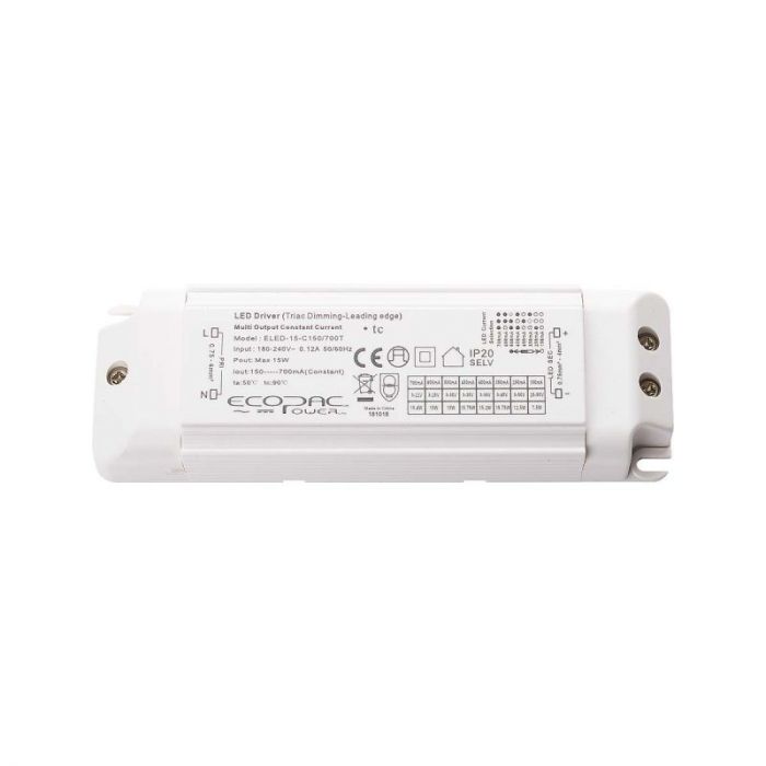 Ecopac ELED-15-C150/700T Selectable Constant Current LED Driver 150-700mA