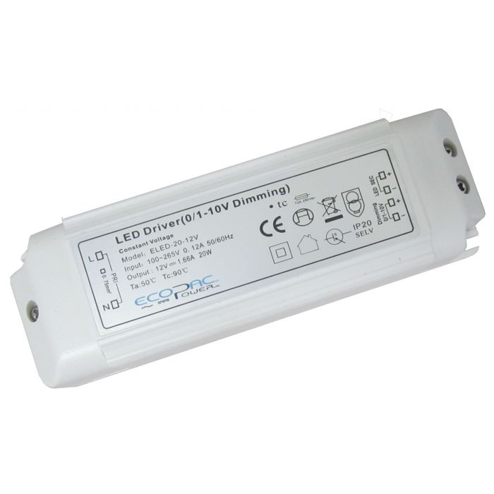 Ecopac ELED-20 Series Constant Voltage Dimmable LED Driver 20W 12V – 24V