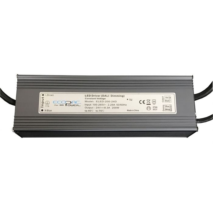 Ecopac Constant Voltage DALI Dimmable LED Driver ELED-200-D Series 200W 12-24V