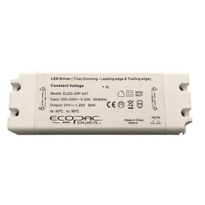 Ecopac Power ELED-30P-T Series Triac Dimmable LED Driver 30W 12-24V