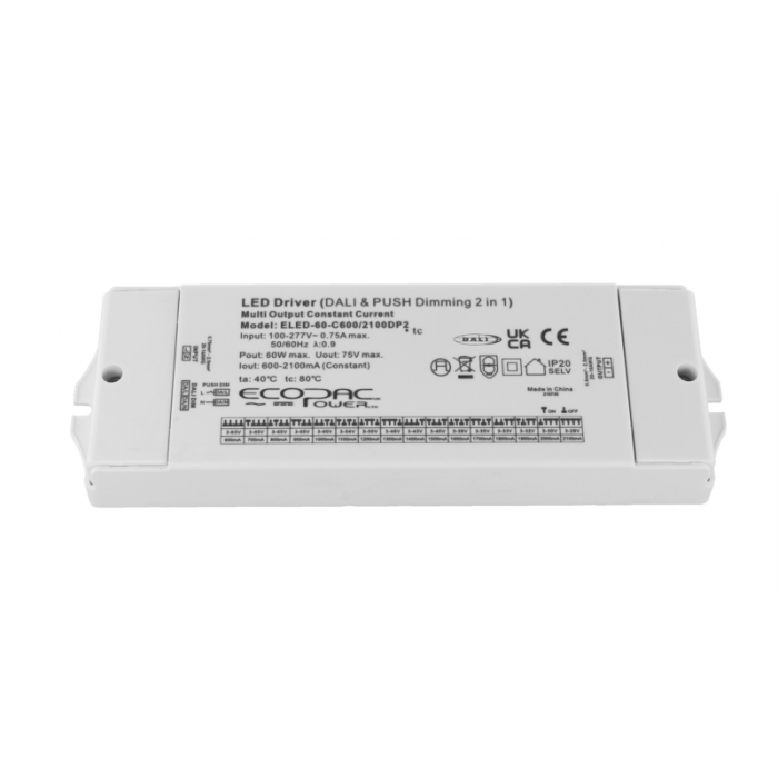 Ecopac ELED-60-C600/2100DP2 DALI 2 Dimmable LED Driver 60W