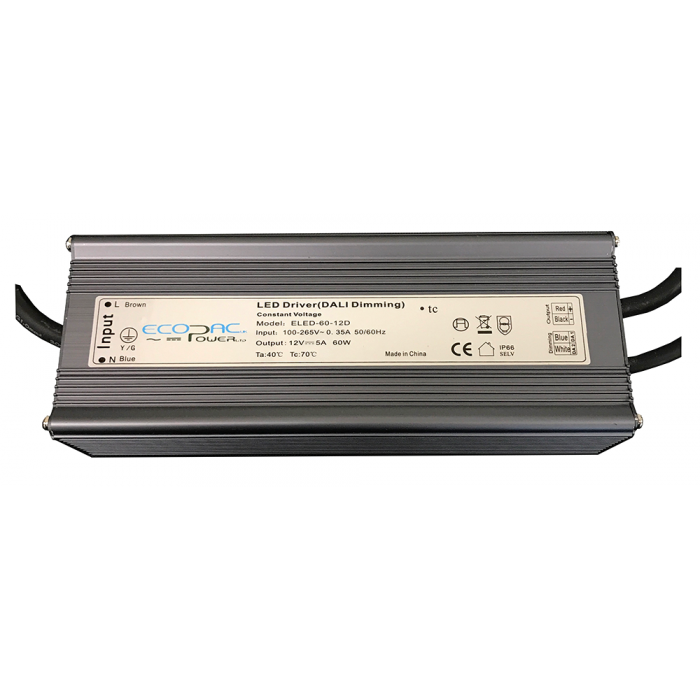 Ecopac ELED-60-D Series Dali Dimmable Constant Voltage LED Drivers 60W 12V-24V