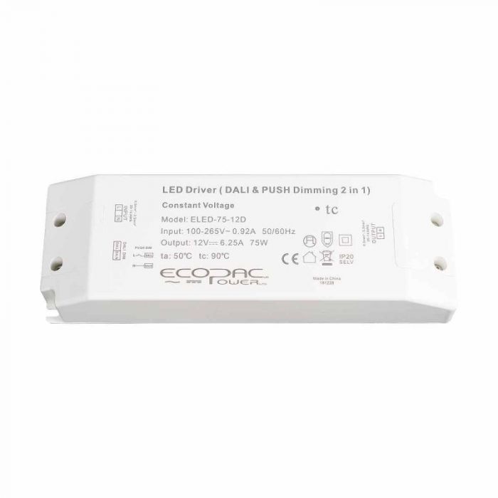 Ecopac ELED-75-D Series DALI Dimmable LED Driver 75W 12-24V