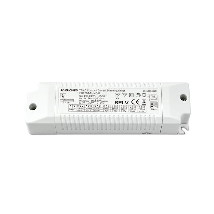 EUCHIPS Triac Dimmable Selectable Constant Current LED Driver 350mA-700mA 20W