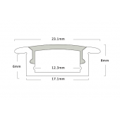 2M Recessed Flanged 17 x 8mm Profile, Diffuse Cover & Fixing Kit